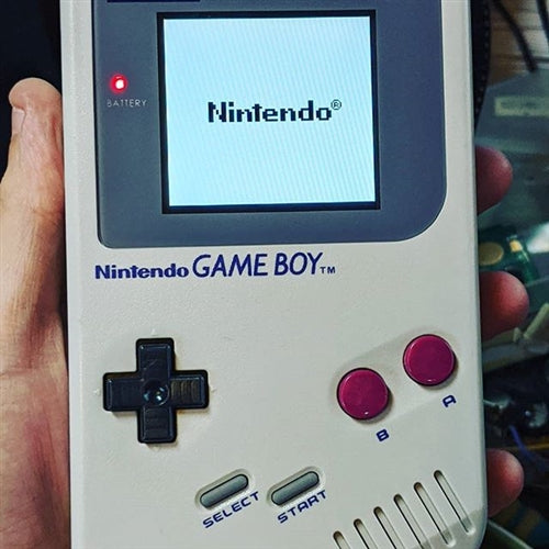 Original Game Boy with IPS mod LCD screen installed