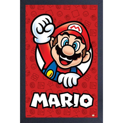 Framed Prints 11 x 17 - Super Mario w/ Red Background